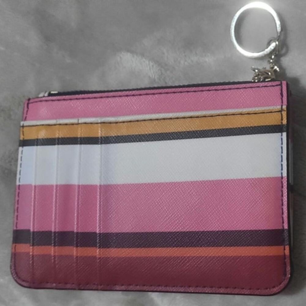 Kate Spade Laurel Way Berber Stripe Bitsy Cardholder Wallet Keychain - Picture 3 of 5
